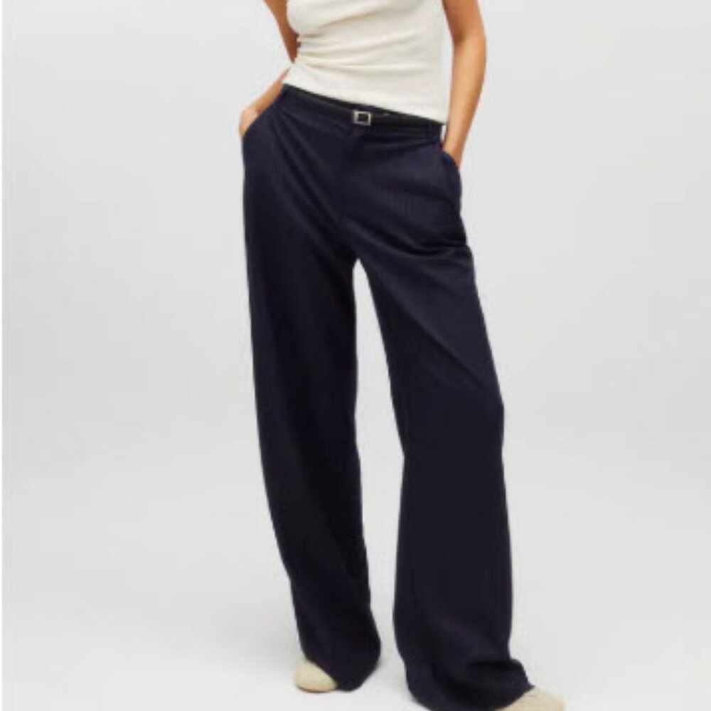 CLASSIC PINSTRIPE NAVY PANTS KAIA x ZARA Size XS Like New High-waisted pants